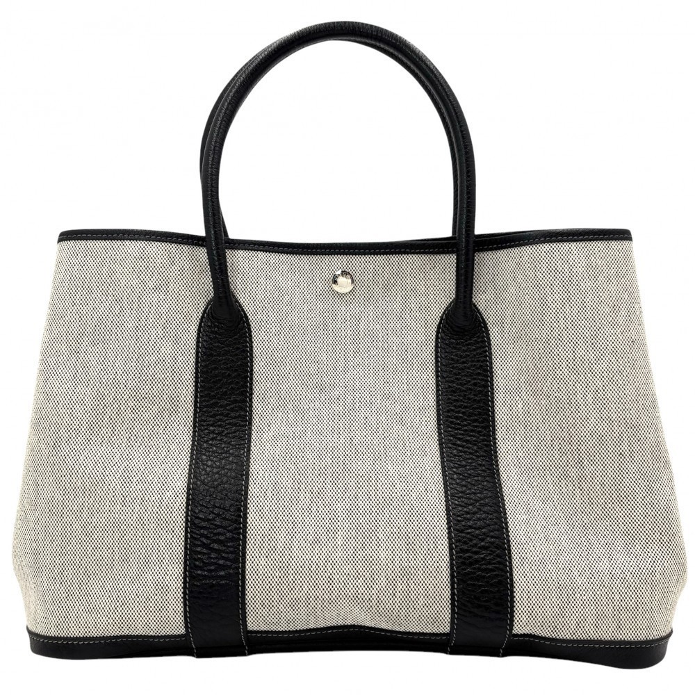 Hermes handbag garden party PM tote bag shoulder H toile ash leather black